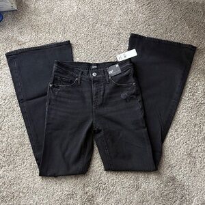 Express - Black 70's Flare Mid Rise Jeans - 2R